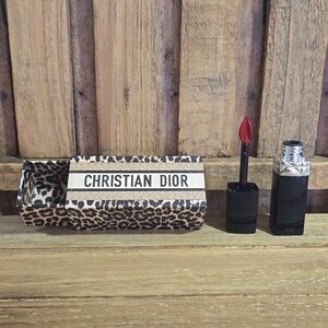 Christian Dior Mitzah Leopard Print Lipstick Case Limited Edition With Lipstick